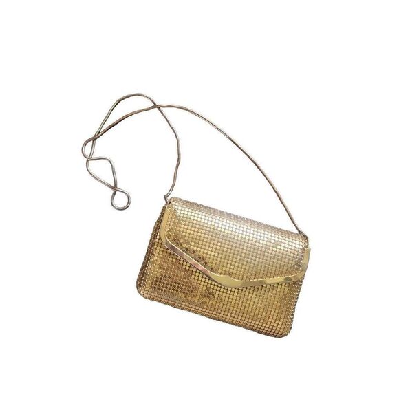 70s 80s GOLD Disco Crossbody Purse Bag Evening Chain Vintage eighties Vday - Picture 3 of 6
